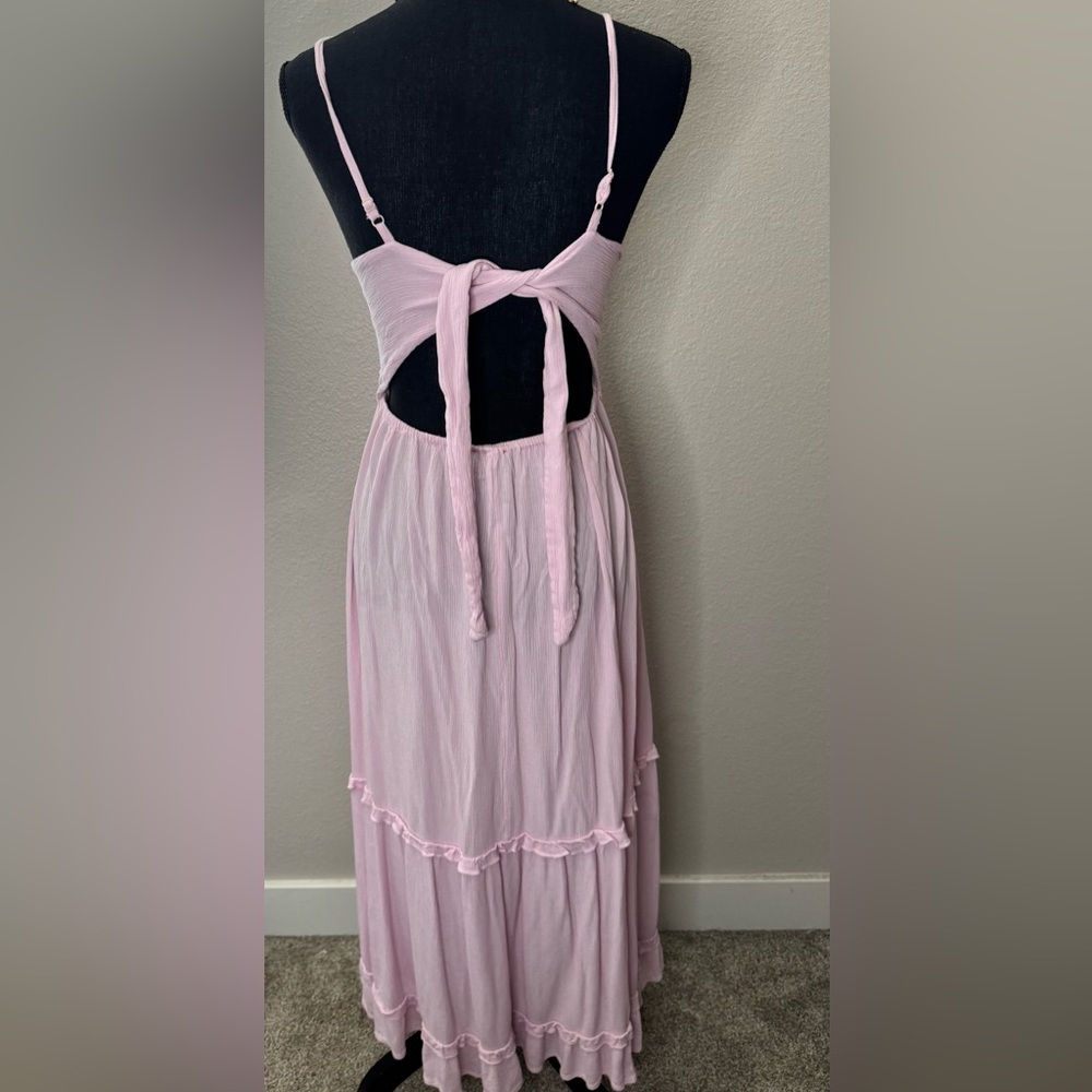 Streetwear Society Pink Ruched Maxi Sundress